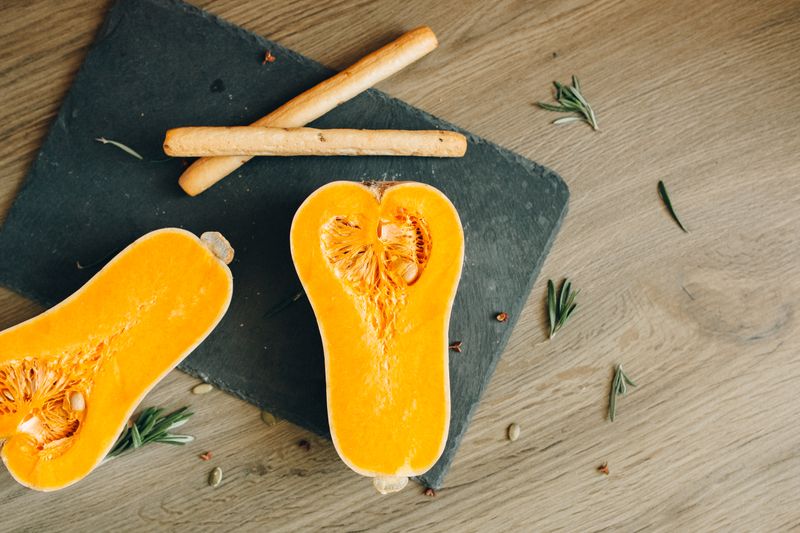 Roasted butternut squash soup with pumpkin seeds