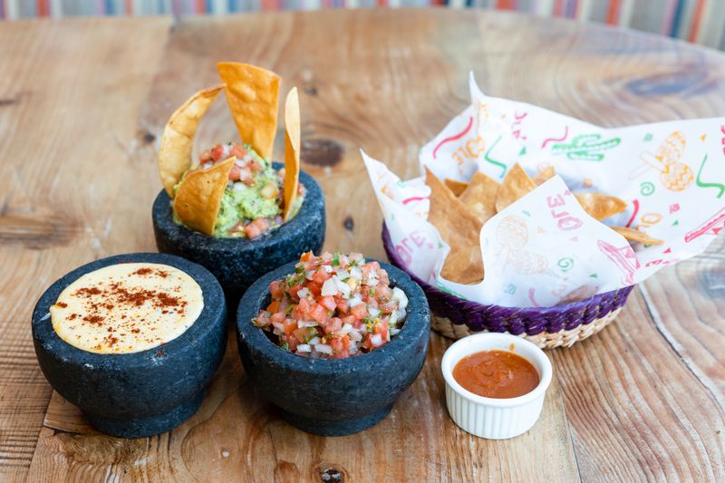 Fresh guacamole with tortilla chips